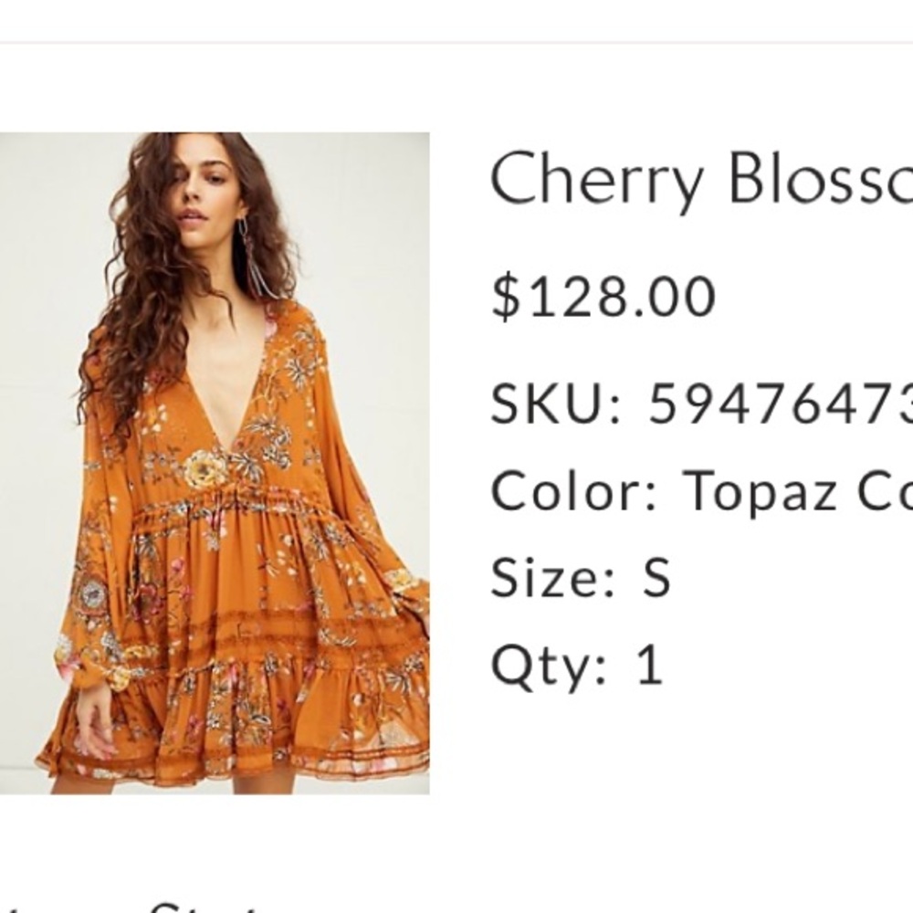 Free People Cherry Blossom Mini Dress, NWT